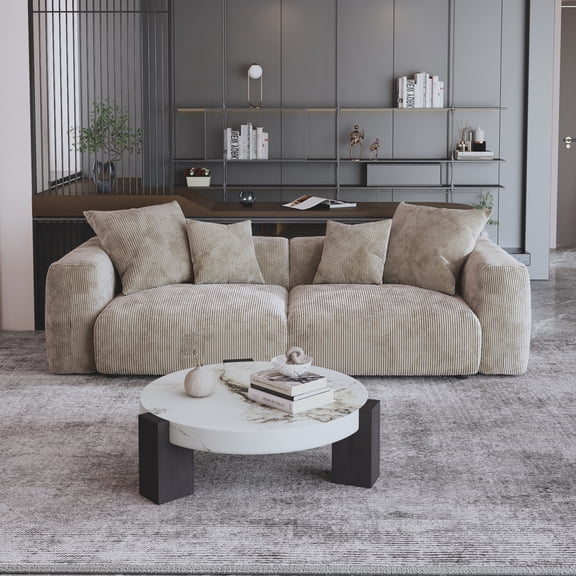 Sdorens 2-Seater Modular Sectional Sofa,Comfy Cloud Couch with Throw Pillows for Living Room,Brown Corduroy