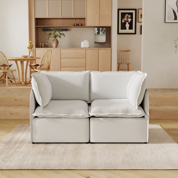 Sdorens 63.8" Cloud Couch Loveseat,Deep Seat Modular Sectional Sofa for Living Room,Bedroom,Apartment,Beige