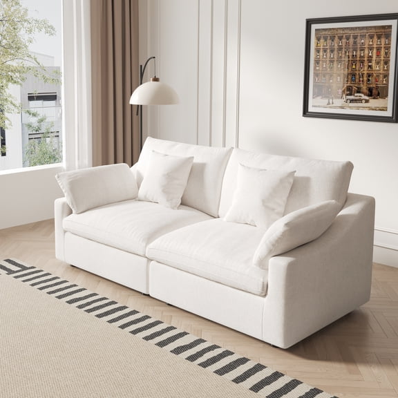 Sdorens 82" Loveseat Sofa for Living Room,Comfy Cloud Couch Deep Seat Chenille Modern 2 Seater Small Sofa with Armrest Pillow,Easy Assembly for Small Spaces,Beige