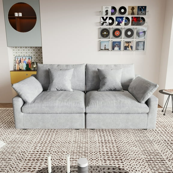 Sdorens 82" Loveseat Sofa for Living Room,Comfy Cloud Couch Deep Seat Chenille Modern 2 Seater Small Sofa with Armrest Pillow,Easy Assembly for Small Spaces,Black