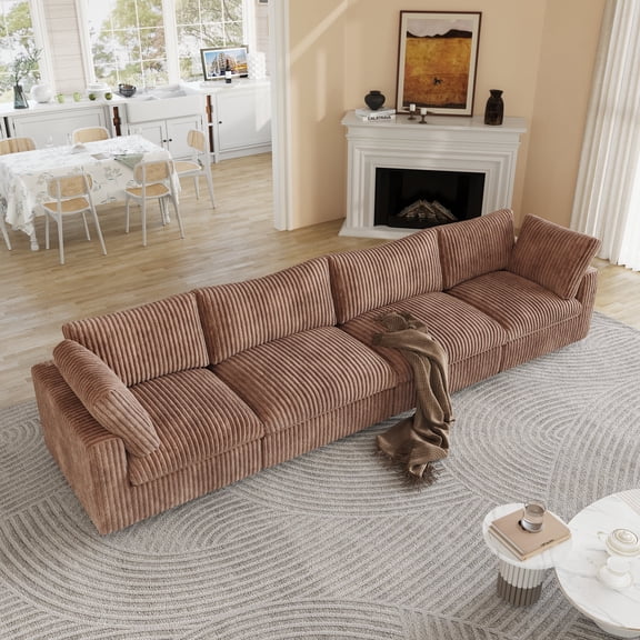 Sdorens Cloud Couch Modular Sectional Sofa,157"L Shaped Couch,Oversized Convertible Wide Seater,4 Seater for Living Room Set,Covers Washable&Replaceable,Brown
