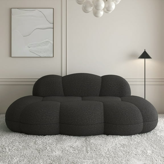 Sdorens Cloud Sofa Oversized Curved Couch,Lazy Sofa Round Floor Sofas,Cloud Memory Foam Couches for Living Room,Apartment,Small Spaces(No Assembly,Black)