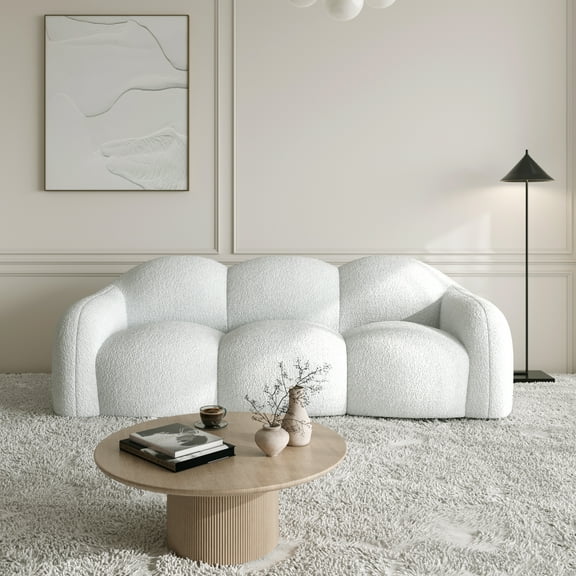 Sdorens Oversized Reading Chair Lounge chair indoor,Lazy Sofa Round Floor Sofas,Cloud Memory Foam Couches for Living Room,Apartment,Small Spaces(No Assembly,White)