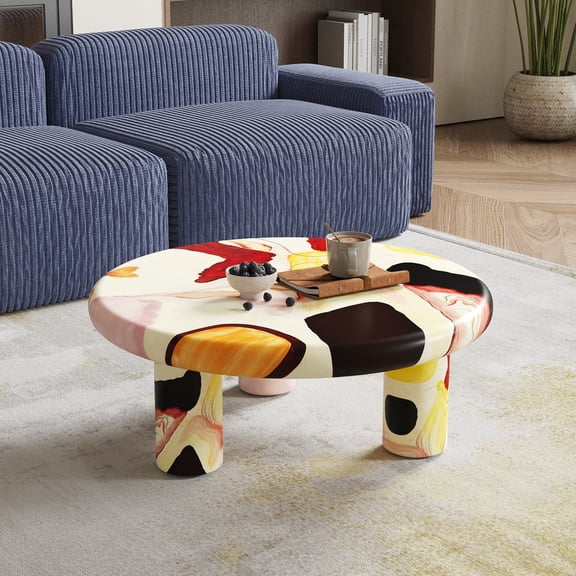 Sdorens Round Coffee Table,Solid Colorful Wood Top Coffee Table,Mid Century Morden Living Rooom Table,Small Coffee Table for Bedroom Balcony Living Room