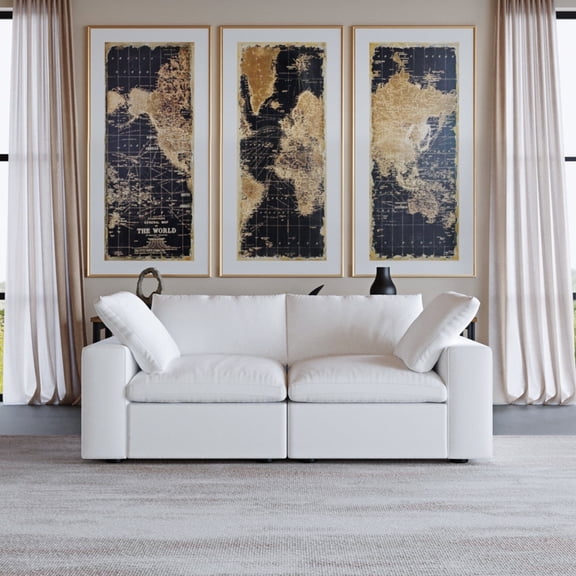 Sdorens Sectional Sofa,Free Convertible Modular Couch,Modern Linen Fabric Sofa,loveseat sofa for Living Room,Apartment and Small Space,2-Seat Sofa,White