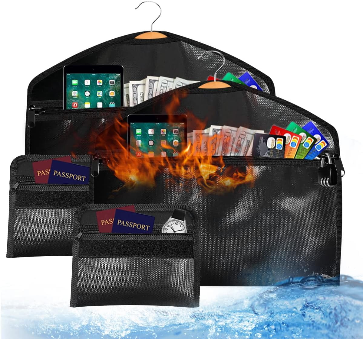 Sdstone Hanger Diversion Fireproof & Waterproof Safe with Lock and Small Fireproof Bag, Hidden