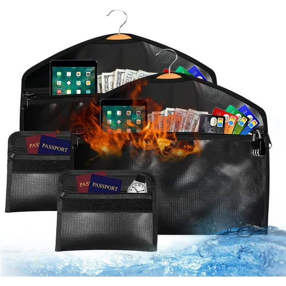Sdstone Hanger Diversion Fireproof & Waterproof Safe with Lock and Small Fireproof Bag, Hidden pocket safe hanger, Under Hanging Clothes with Pocket to Hide Valuables for Travel or Home,2 Pack