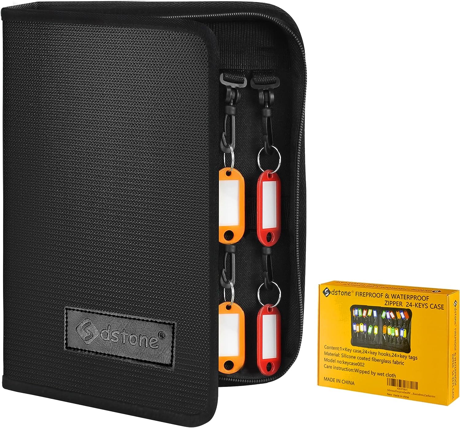 Sdstone Portable Zippered Key Case,Fireproof and Waterproof Key Organizer with 24 Key Tags Key