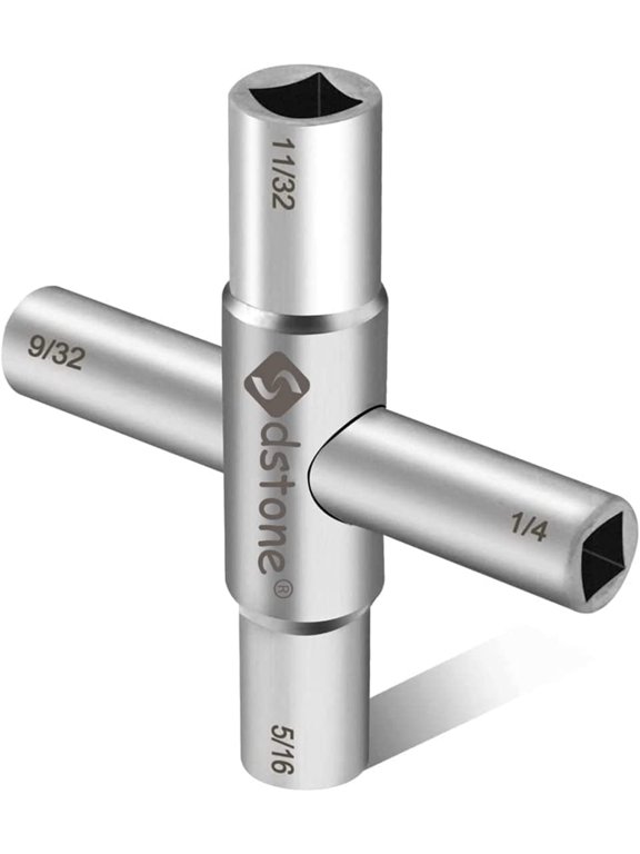 Water Key, 4 Way Sillcock Key Stopcock and Valves Hex Tool