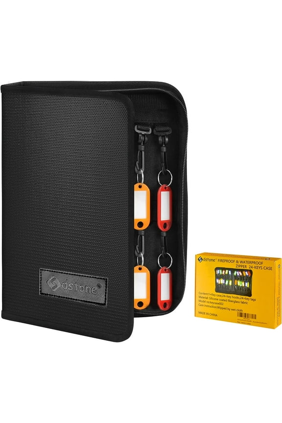 Waterproof Key Case comes with 24 Key Tags, Black