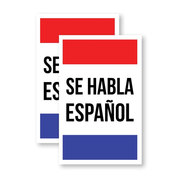 Se Habla Español (2-Pack) 24 Inch x 36 Inch Vinyl Decals | Sign Insert Peel & Stick Decals Stickers Window Signs | Spanish Language Assistance, Professional Signage, Clear Display |