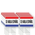 thumbnail image 1 of Se Habla Español Yard Sign 10 Pack of 12 Inch x 16 Inch Single Sided Weatherproof Heavy-Duty Plastic with Stake | Spanish Language Assistance, Professional Signage, Clear Display | Made, 1 of 7