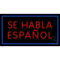 thumbnail image 1 of Se Habla Espanol Rectangle Blue LED Neon Sign 20 x 37 - inches, Black Square Cut Acrylic Backing, with Dimmer - Bright and Premium built indoor LED Neon Sign for restaurant window and interior decor., 1 of 7