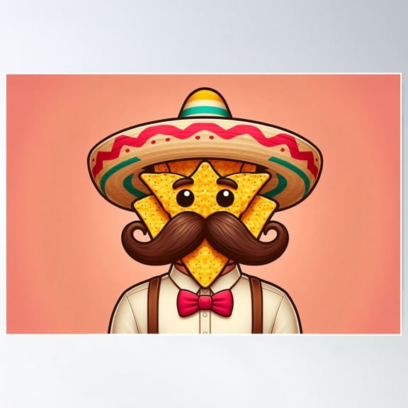 Señor Crunchy: Nacho Man Poster Wall Art, Modern Wall Decor For Living Room Bedroom, 8x12 UNFRAMED