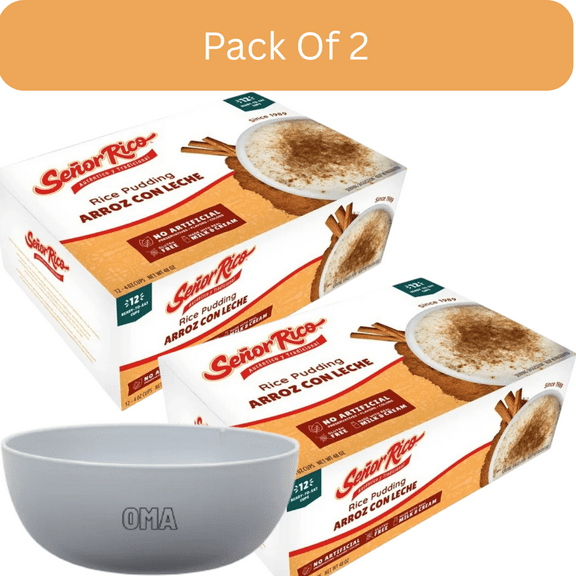 Seor Rico Rice Pudding Snack, 4 oz (12-count)-2pk, With Olive White Bowl By OMA