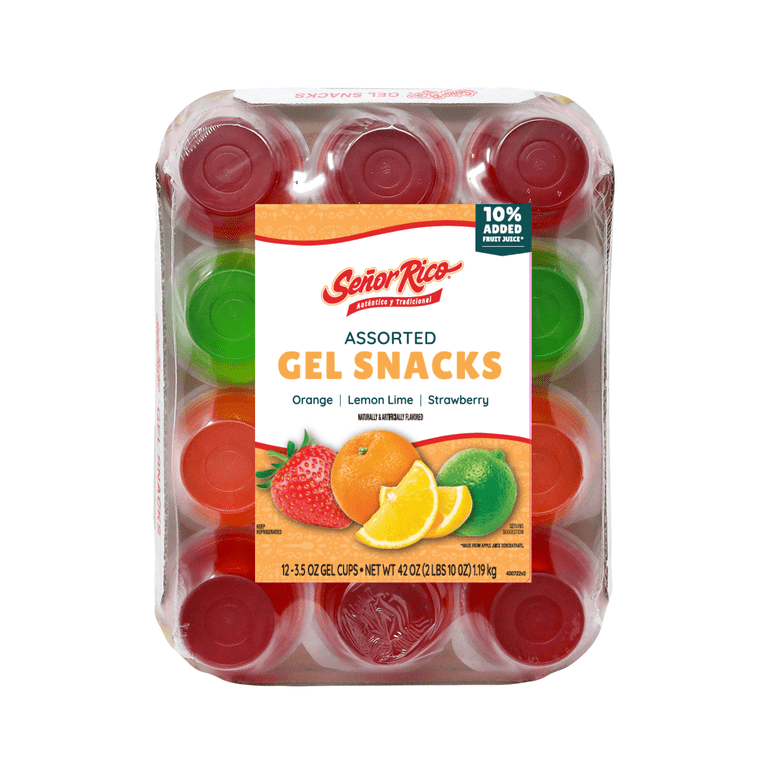 Senor Rico Assorted Gelatin Cups, 3.5 oz, 12 Pack, Peanut-Free