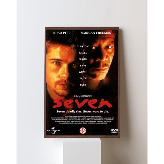 Se7en Psychological Crime Film Art Dark Thriller Wall Decor Cult Cinema David Fincher Movie, Unframed Poster