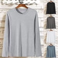 thumbnail image 1 of SeCaotees Basic Crew Neck Long Sleeve Tees for Men Solid Soft Stretchy Knit Fabric Regular Fit Layering Daily Wear Pullover Tops Black,L, 1 of 6