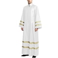 thumbnail image 1 of SeCaotees Costume for Men Solid Color Long Sleeve Striped Robe Relaxed Fit Lightweight Breathable Church Clergy Priest Halloween Cosplay Fancy Dress Outfit White,XL, 1 of 8