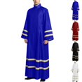 thumbnail image 1 of SeCaotees Costume for Men Solid Color Long Sleeve Striped Robe Relaxed Fit Lightweight Breathable Church Clergy Priest Halloween Cosplay Fancy Dress Outfit Black,L, 1 of 10