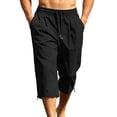 thumbnail image 1 of SeCaotees Men’s Capri Casual Pants, Elastic Waist Relaxed Fit Lightweight Breathable Cropped Bottoms with Hand Pockets for Summer Daily Wear Black,L, 1 of 9