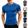thumbnail image 1 of SeCaotees Men's Short‑Sleeve Muscle Tee Raglan Seam Crew Neck Stretchy Fabric Slim Fit Lightweight Breathable For Workout Gym Daily Tops Black,L, 1 of 9