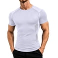 thumbnail image 1 of SeCaotees Men's Short‑Sleeve Muscle Tee Raglan Seam Crew Neck Stretchy Fabric Slim Fit Lightweight Breathable For Workout Gym Daily Tops White,S, 1 of 8