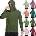 thumbnail image 1 of SeCaotees Mens Solid Pullover Hoodie Drawstring Loose Fit Soft Comfortable Long‑Sleeve Sweatshirt Tops for Sports Street Casual Daily All‑Season Wear Army Green,L, 1 of 8