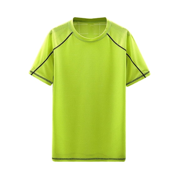 SeCaotees Short Sleeve Athletic Workout Tees for Men Crew Neck Relaxed Fit Quick‑Dry Moisture Wicking Fabric Sports Training Pullover Tops Green,XXXL