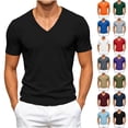 thumbnail image 1 of SeCaotees Short Sleeve Solid V‑Neck T‑Shirts for Men Regular Fit Stretchy Lightweight Knit Fabric Versatile Everyday Casual Pullover Tops Army Green,L, 1 of 10