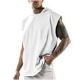thumbnail image 1 of SeCaotees Sleeveless Hooded Tank Tops for Men Loose Fit Soft Breathable Fabric Pullover Design Streetwear Daily Workout Shirts White,XL, 1 of 3