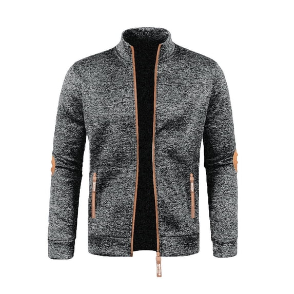 SeCaotees Stand Collar Zip Jackets for Men Long Sleeve Lightweight Casual Outerwear Loose Fit Daily Fashion Outer Coat Dark Gray,S