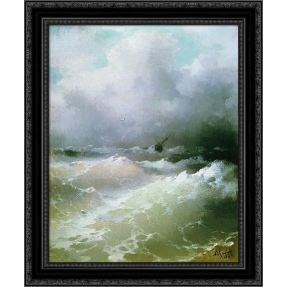 Sea 20x20 Black Ornate Wood Framed Canvas Art by Aivazovsky, Ivan