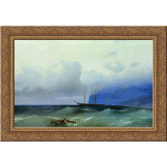 Sea 24x19 Gold Ornate Wood Framed Canvas Art by Aivazovsky, Ivan