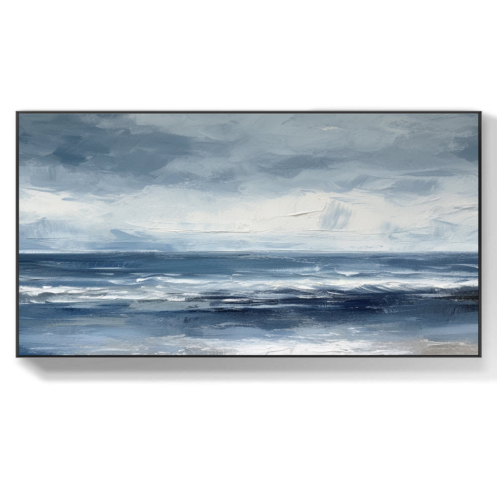 Sea Abstract Oil Painting Large Original Blue Ocean Abstract Painting ...