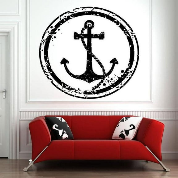 Sea Anchor Rope Coastal Nautical Home Decor Wall Sticker Vinyl Removable Mural Room Design Pattern Art Decals Kids Room 42x42cm