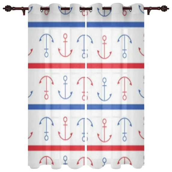 Sea And Nautical Anchor Window Curtain For Kids Room Home Blinds Curtains For Living Room Bedroom Window Drapes