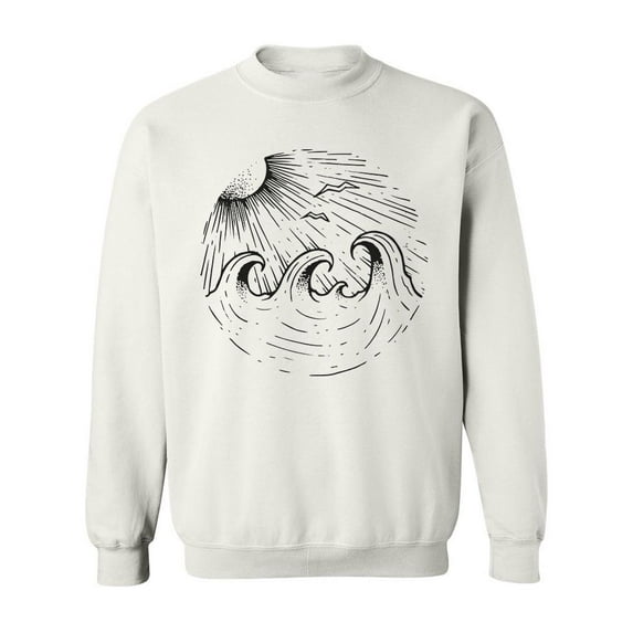 Sea And Sun Circular Sketch Sweatshirt Men -Image by Shutterstock, Male x-Large