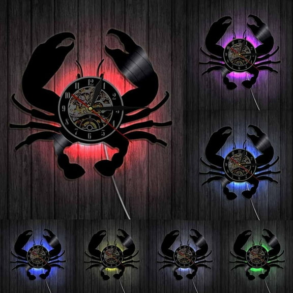 Sea Animal Beach Crab Wall Art Wall Clock Seafood Vintage Vinyl Record Wall Clock Coastal Home Decor Granchio Vintage Clock Gift