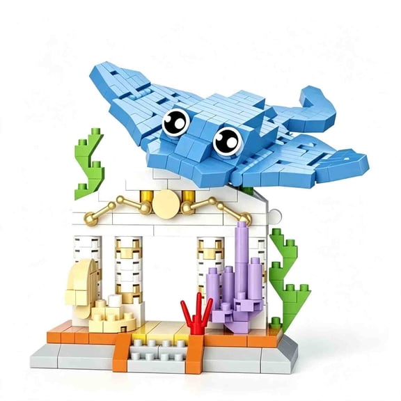 Aasimar Sea Animal Building Sets Easter 1 Pack Ocean Mini Figures 380 PCS Micro Bricks Stingray Display Gift ( Stingray)