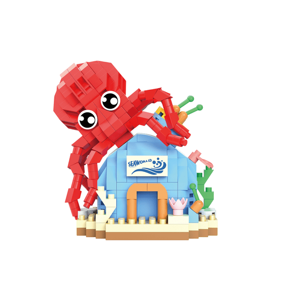 Sea Animal Building Sets Easter 1 Pack Ocean Mini Figures 435 PCS Micro Bricks  Octopus Display Gift (Octopus)