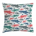 thumbnail image 1 of Sea Animal Decor Throw Pillow Cushion Cover, Mix of Colorful Bull Shark Family Pattern Masters of Survival Kids Nursery, Decorative Square Accent Pillow Case, 24 X 24 Inches, Multi, by Ambesonne, 1 of 2