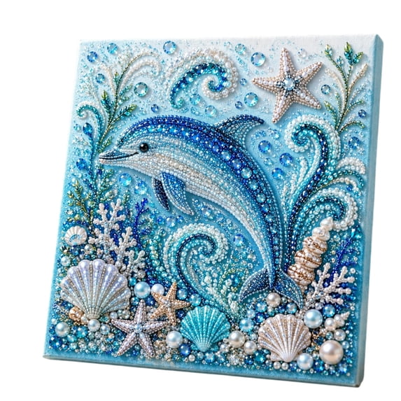 Sea Animal Diamond Art Kits for Adults, Diamond Embroidery Kits for Beginner, DIY Diamond Crystal Rhinestones Mosaic Kits, Paint With Diamonds Kits for Home Wall Decor Gift
