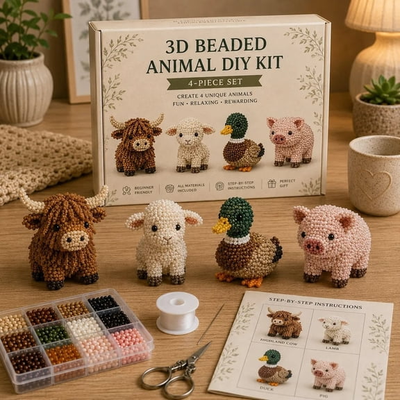 Sea Animal Diy Set, 3D Beaded Pet Beginner Beading Supplies with Assorted Fittings, All-In-one Craft Kit, Ideal for Home Use and Making Personalized Small Holiday Gifts for Kids
