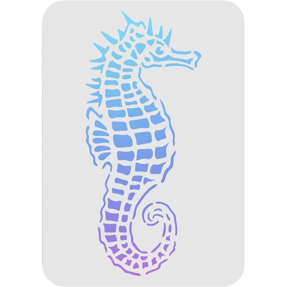 Sea Animal Stencil 8.2"x11.7"/21x29.7cm Sea Horse Painting Template Reusable Plastic Stencil with Hippocampus Pattern for Painting on Wood Wall and Tile
