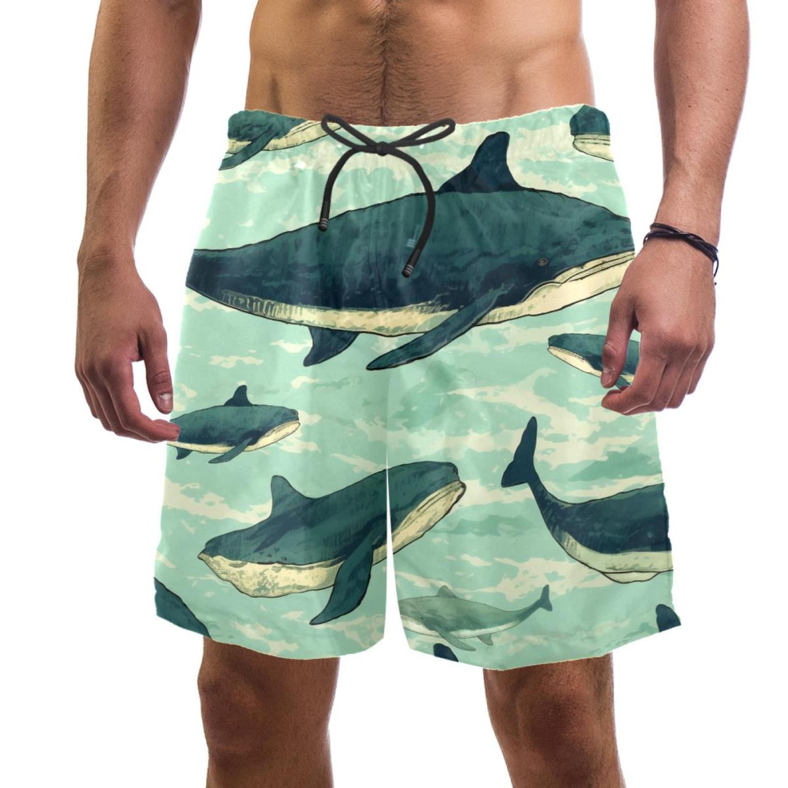 Sea Animal Whales Men's Swim Trunks, Quick Dry Swimwear Bathing Suit ...