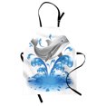 thumbnail image 1 of Sea Animals Apron Jumping Dolphin Animal Character Cartoon Style Water Splash Children Summer, Unisex Kitchen Bib Apron with Adjustable Neck for Cooking Baking Gardening, Blue Grey, by Ambesonne, 1 of 3
