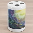 thumbnail image 1 of Sea Animals Ceramic Toothbrush Holder, Underwater with Coral Reef and Colorful Fish Aquarium Print, Decorative Versatile Countertop for Bathroom, 4.5" X 2.7", Turquoise Yellow Pink, by Ambesonne, 1 of 4