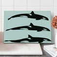 thumbnail image 1 of Sea Animals Cutting Board, 3 Orca Killer Whales in Different Illustration Black and White Style, Decorative Tempered Glass Cutting and Serving Board, Large Size, Black and White, by Ambesonne, 1 of 1