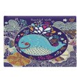 thumbnail image 1 of Sea Animals Cutting Board, Cartoon Illustration with Smiling Whale in Bubble Water Waves Starfish Coral, Decorative Tempered Glass Cutting and Serving Board, Large Size, Purple Aqua, by Ambesonne, 1 of 1